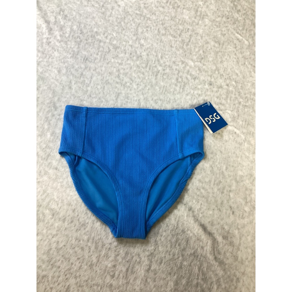 DSG Girls High Waisted‎ Bikini Bottom Aqua Blue Ribbed Size L NWT